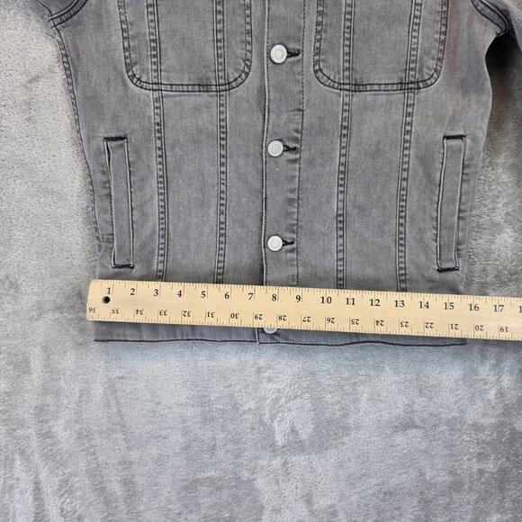 ASOS Jacket Mens Size XS Gray Denim Trucker Jean Button Front Pockets Casual - Picture 7 of 11